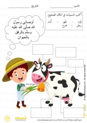 ملون-الرفق-بالحيوان-أجزاء-جسم-البقرة-اسلاميات-للاطفال