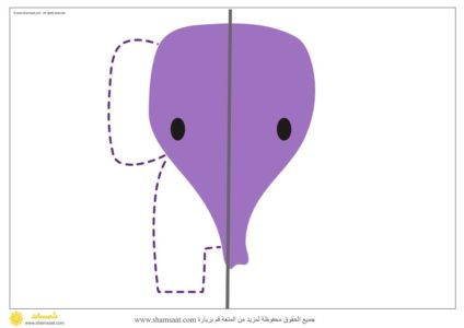 فيل - اكمال رسم - لوحات معجون - قص ولصق 