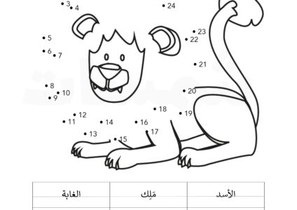الأسد توصيل نقاط وتمارين كتابة حرف وكلمة وارقام من 1-30 - Engli4